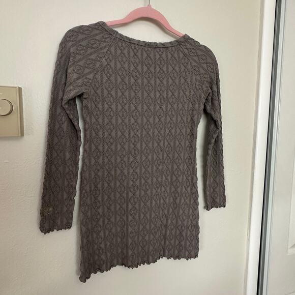 Gelato Pique Textured Knit Stretch Grey Long Sleeve Thermal Luxury loungewear - Picture 5 of 7